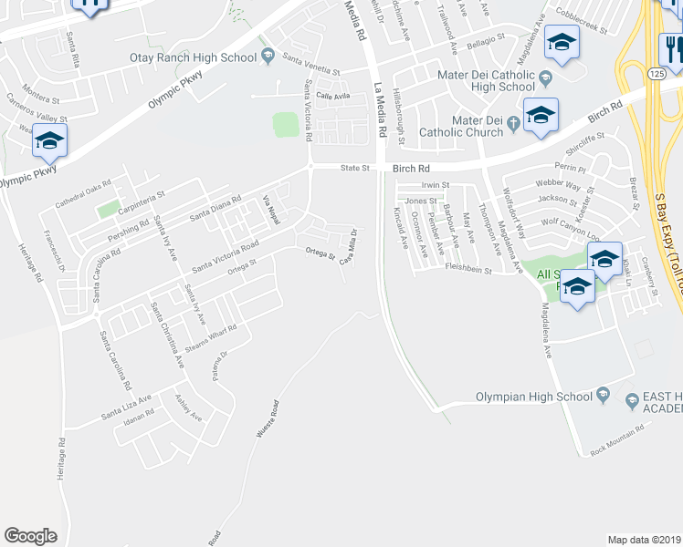 map of restaurants, bars, coffee shops, grocery stores, and more near 1658 Ortega Street in Chula Vista
