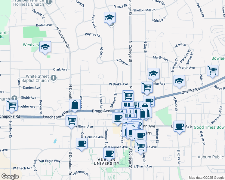 map of restaurants, bars, coffee shops, grocery stores, and more near 430 Breckenridge Court in Auburn