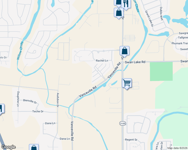 map of restaurants, bars, coffee shops, grocery stores, and more near 508 Perfect Place in Bossier City
