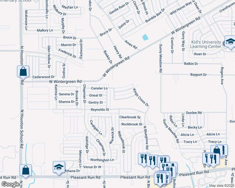 map of restaurants, bars, coffee shops, grocery stores, and more near 1562 Kensington Place in Lancaster