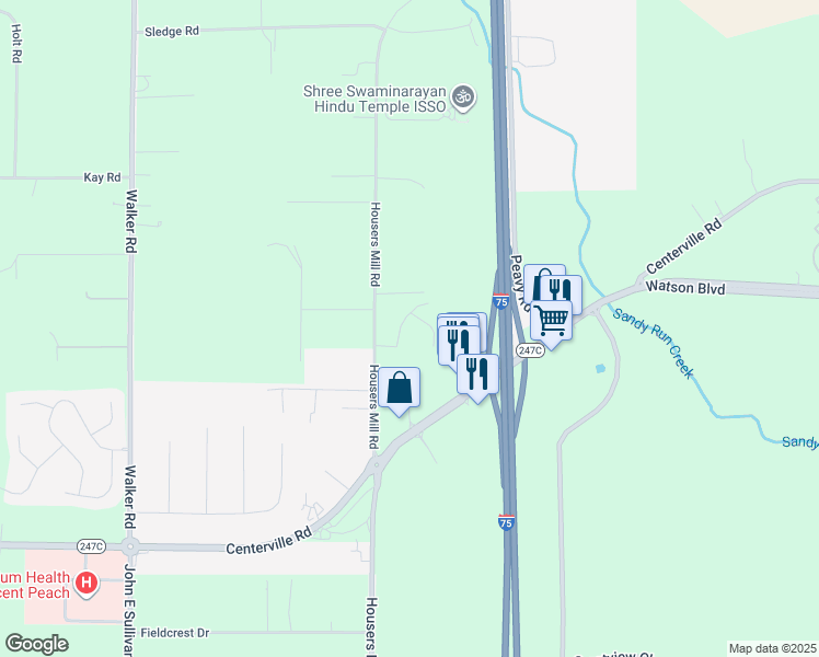 map of restaurants, bars, coffee shops, grocery stores, and more near 4756 Housers Mill Road in Byron