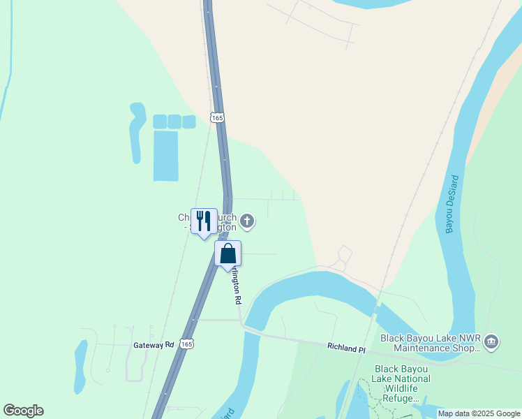 map of restaurants, bars, coffee shops, grocery stores, and more near 7649 U.S. 165 in Monroe