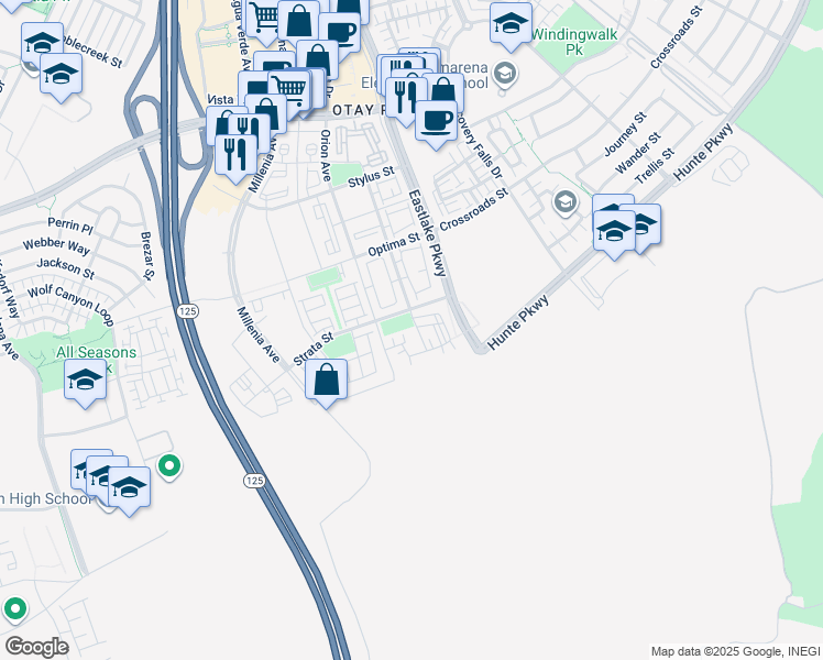 map of restaurants, bars, coffee shops, grocery stores, and more near 1842 Observation Way in Chula Vista