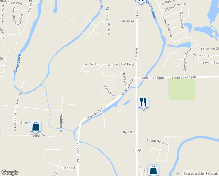 map of restaurants, bars, coffee shops, grocery stores, and more near 403 Perfect Place in Bossier City