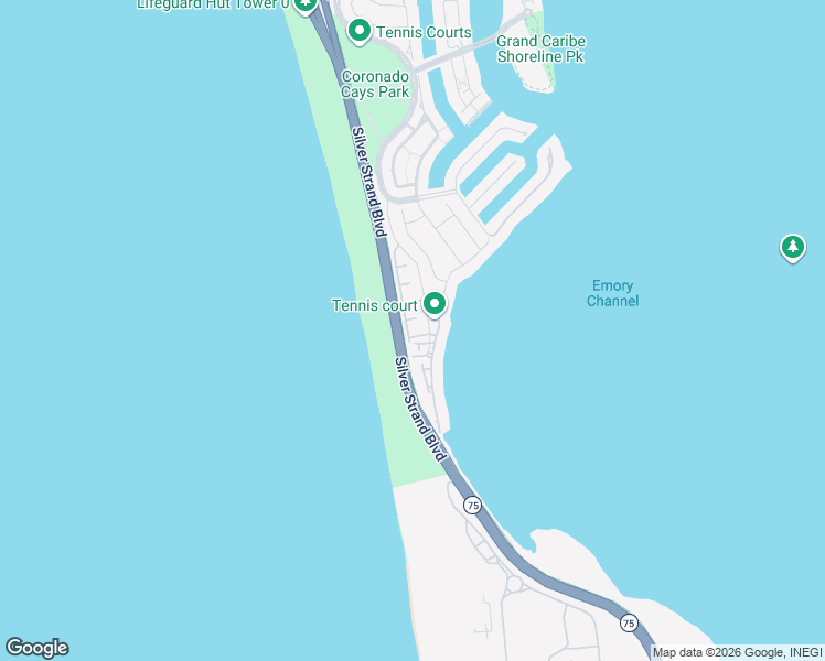 map of restaurants, bars, coffee shops, grocery stores, and more near 6 Tunapuna Lane in Coronado