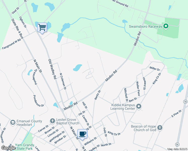 map of restaurants, bars, coffee shops, grocery stores, and more near 636 Allen Street in Swainsboro