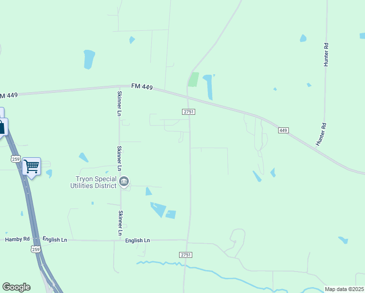 map of restaurants, bars, coffee shops, grocery stores, and more near 2098 FM 2751 in Longview