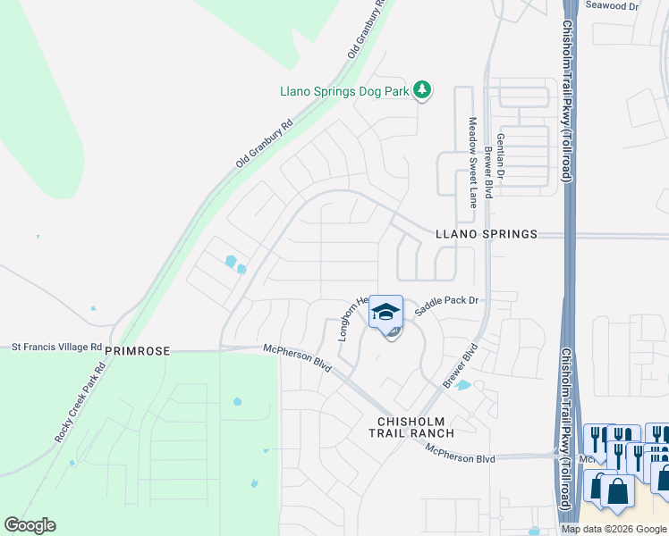 map of restaurants, bars, coffee shops, grocery stores, and more near 6432 Dove Chase Lane in Fort Worth