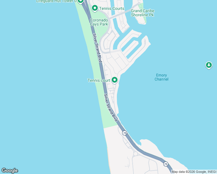 map of restaurants, bars, coffee shops, grocery stores, and more near 6 Tunapuna Lane in Coronado