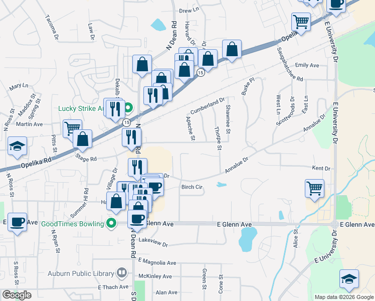 map of restaurants, bars, coffee shops, grocery stores, and more near 934 Stage Road in Auburn