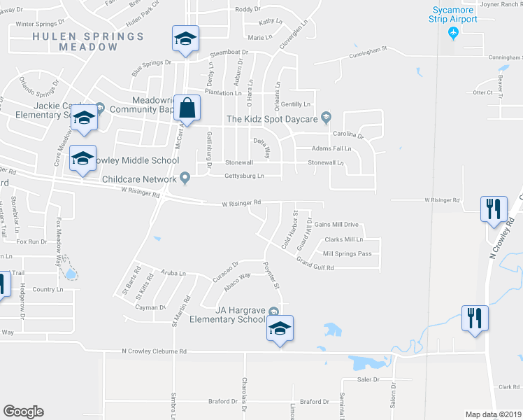 map of restaurants, bars, coffee shops, grocery stores, and more near 8800 Irish Bend Drive in Fort Worth