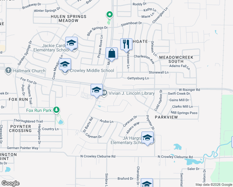map of restaurants, bars, coffee shops, grocery stores, and more near 8751 McCart Avenue in Fort Worth