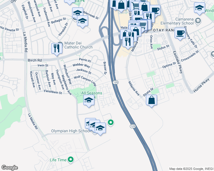 map of restaurants, bars, coffee shops, grocery stores, and more near 1883 Bob Pletcher Way in Chula Vista