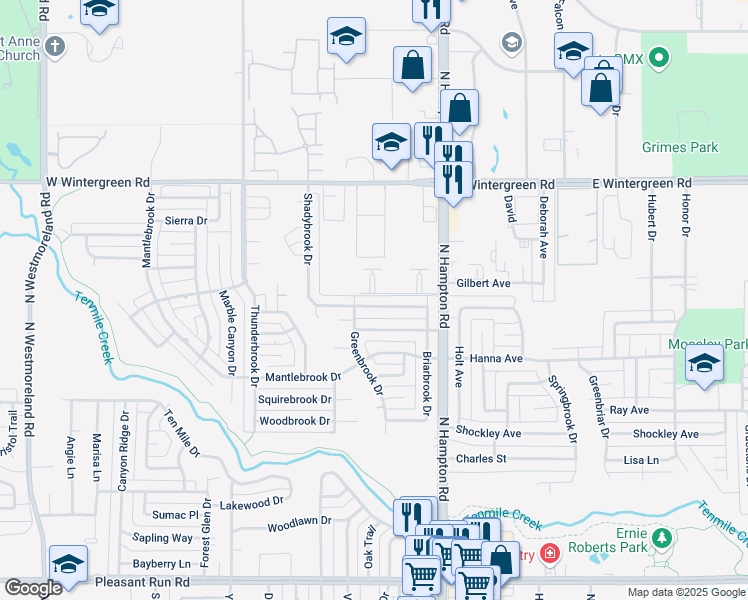 map of restaurants, bars, coffee shops, grocery stores, and more near 139 Shadybrook Drive in DeSoto