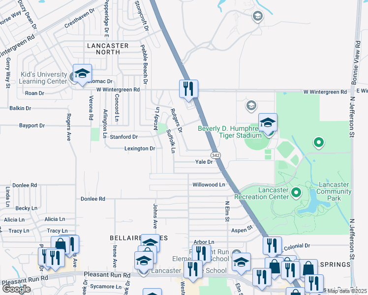 map of restaurants, bars, coffee shops, grocery stores, and more near 706 Rutgers Drive in Lancaster