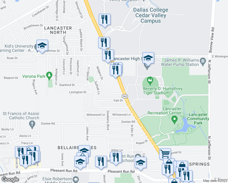 map of restaurants, bars, coffee shops, grocery stores, and more near 623 Rutgers Drive in Lancaster