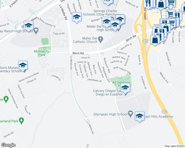 map of restaurants, bars, coffee shops, grocery stores, and more near 1729 Barbour Avenue in Chula Vista