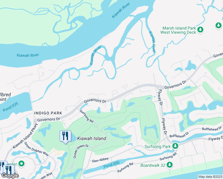 map of restaurants, bars, coffee shops, grocery stores, and more near 65 Clay Hall in Johns Island