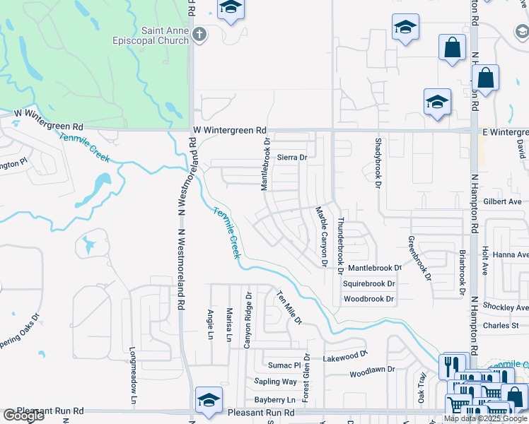 map of restaurants, bars, coffee shops, grocery stores, and more near 601 Bright Angel Trail in DeSoto