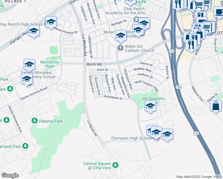 map of restaurants, bars, coffee shops, grocery stores, and more near 1729 Barbour Avenue in Chula Vista