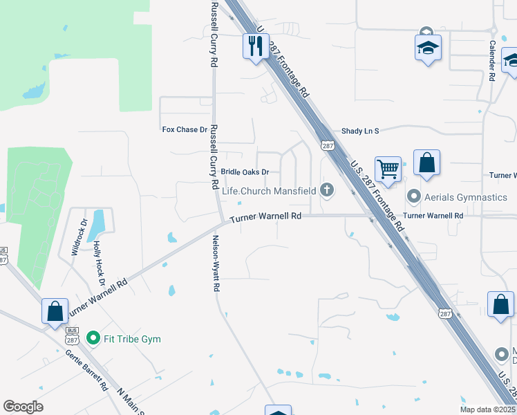 map of restaurants, bars, coffee shops, grocery stores, and more near 3921 Turner Warnell Rd in Arlington