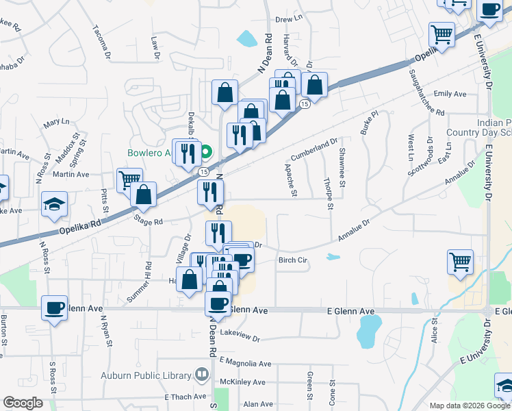 map of restaurants, bars, coffee shops, grocery stores, and more near 826 Stage Road in Auburn