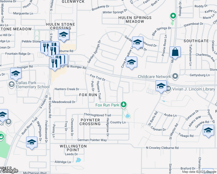 map of restaurants, bars, coffee shops, grocery stores, and more near 8716 Saddle Ridge Circle in Fort Worth
