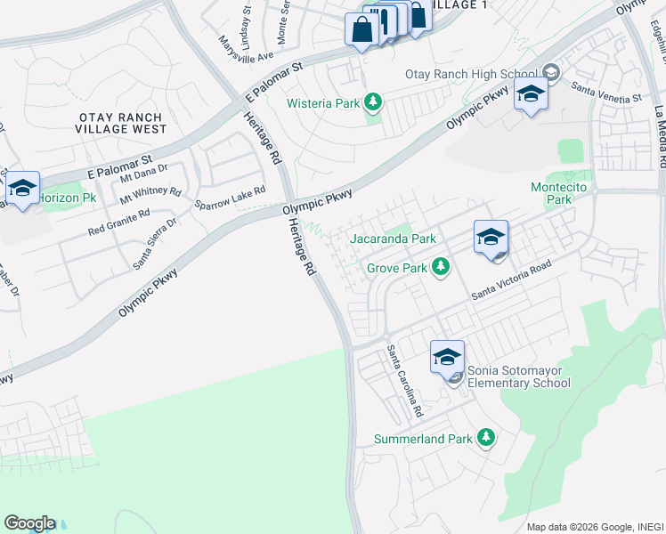 map of restaurants, bars, coffee shops, grocery stores, and more near 1482 Franceschi Drive in Chula Vista