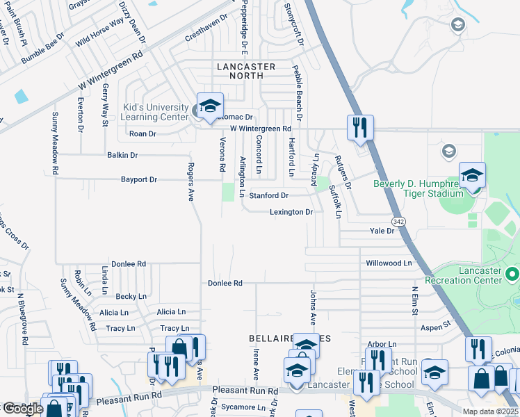 map of restaurants, bars, coffee shops, grocery stores, and more near 869 Lexington Drive in Lancaster