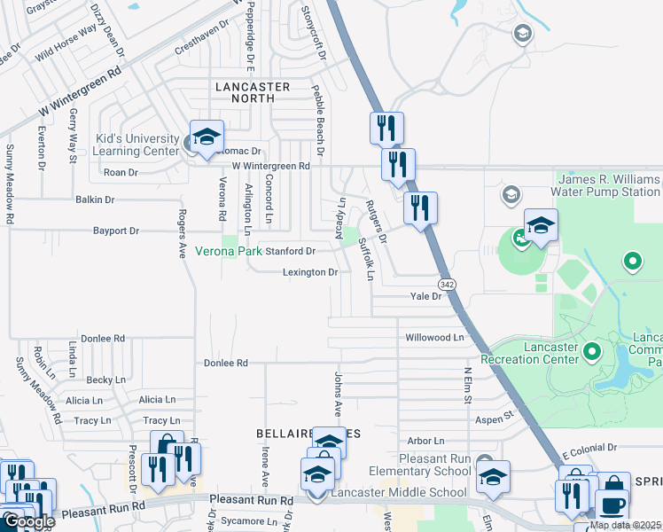 map of restaurants, bars, coffee shops, grocery stores, and more near 809 Lexington Drive in Lancaster