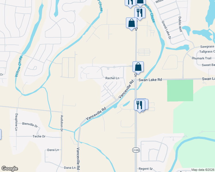 map of restaurants, bars, coffee shops, grocery stores, and more near 214 Perfect Place in Bossier City