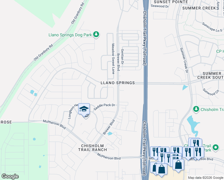 map of restaurants, bars, coffee shops, grocery stores, and more near 8612 Snowdrop Court in Fort Worth