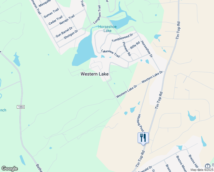 map of restaurants, bars, coffee shops, grocery stores, and more near 245 Western Lake Drive in Weatherford