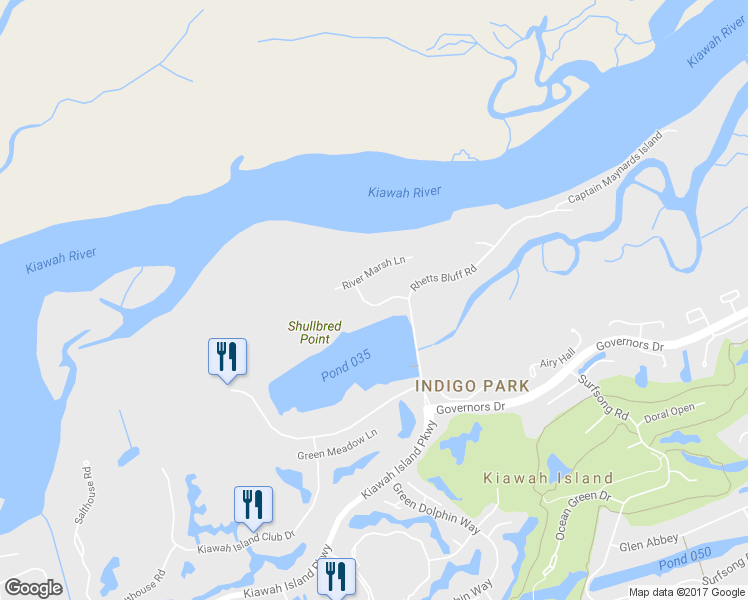 map of restaurants, bars, coffee shops, grocery stores, and more near 77 New Settlement Road in Kiawah Island