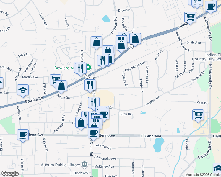 map of restaurants, bars, coffee shops, grocery stores, and more near 910 Stage Road in Auburn