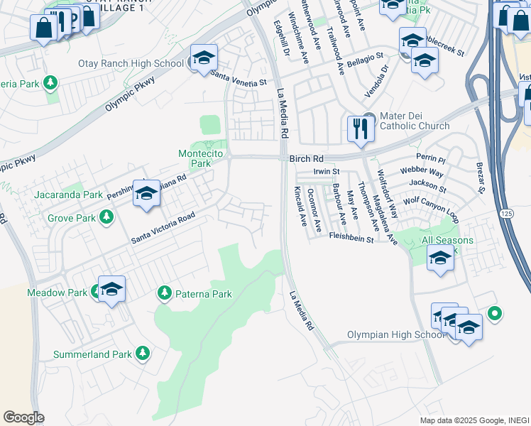 map of restaurants, bars, coffee shops, grocery stores, and more near 1555 Tomillo Lane in Chula Vista