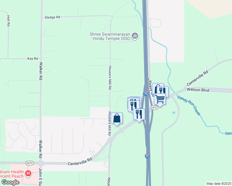 map of restaurants, bars, coffee shops, grocery stores, and more near 4756 Housers Mill Road in Byron