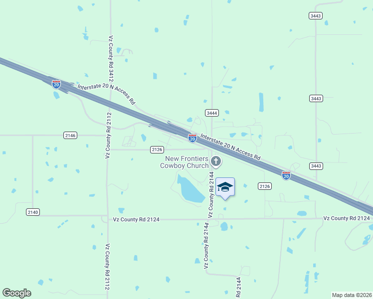 map of restaurants, bars, coffee shops, grocery stores, and more near County Road 2126 in Van Zandt County