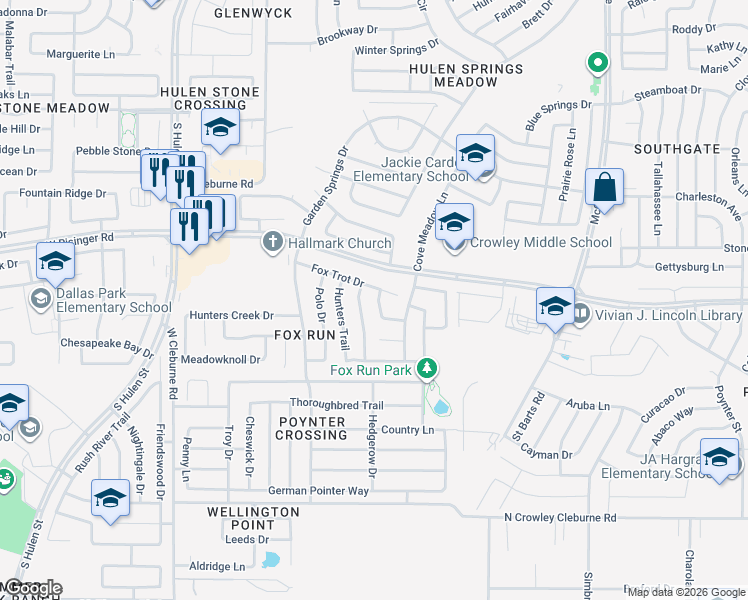 map of restaurants, bars, coffee shops, grocery stores, and more near 8716 Saddle Ridge Circle in Fort Worth