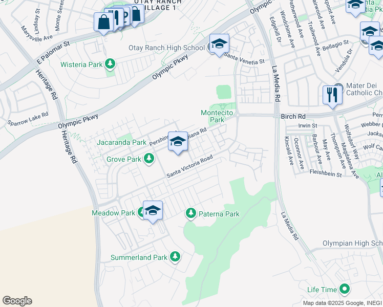 map of restaurants, bars, coffee shops, grocery stores, and more near 1665 Santa Alexia Avenue in Chula Vista