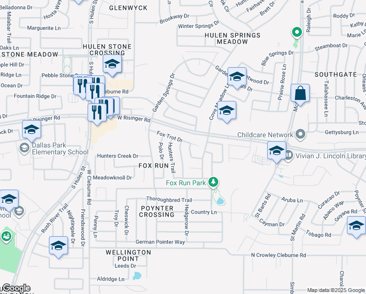 map of restaurants, bars, coffee shops, grocery stores, and more near 8716 Saddle Ridge Circle in Fort Worth