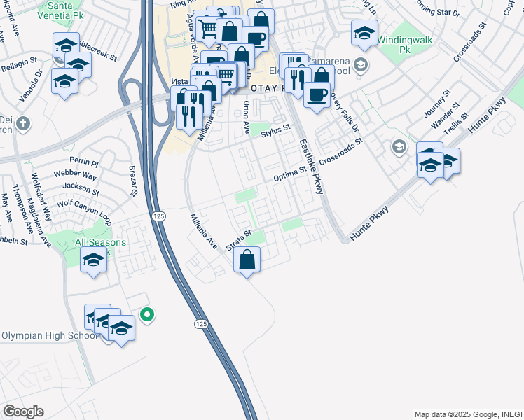map of restaurants, bars, coffee shops, grocery stores, and more near 1824 Liquid Lane in Chula Vista