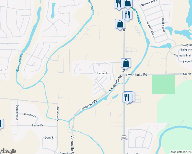 map of restaurants, bars, coffee shops, grocery stores, and more near 214 Perfect Place in Bossier City
