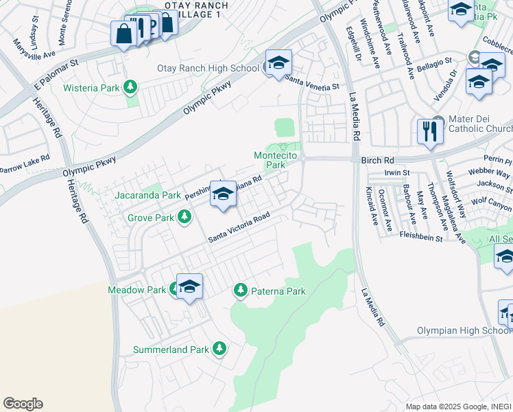 map of restaurants, bars, coffee shops, grocery stores, and more near 1675 Santa Alexia Avenue in Chula Vista