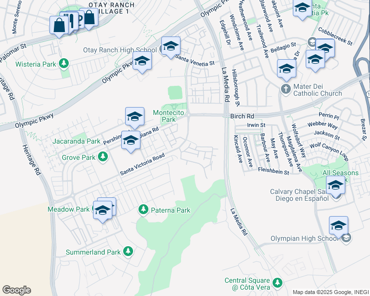 map of restaurants, bars, coffee shops, grocery stores, and more near 1456 Santa Victoria Road in Chula Vista