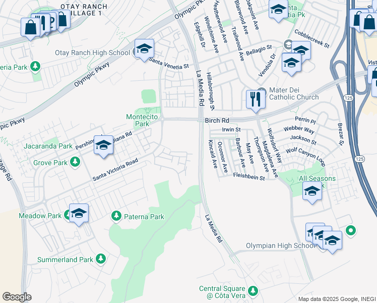 map of restaurants, bars, coffee shops, grocery stores, and more near 2 Plaza Reina in Chula Vista