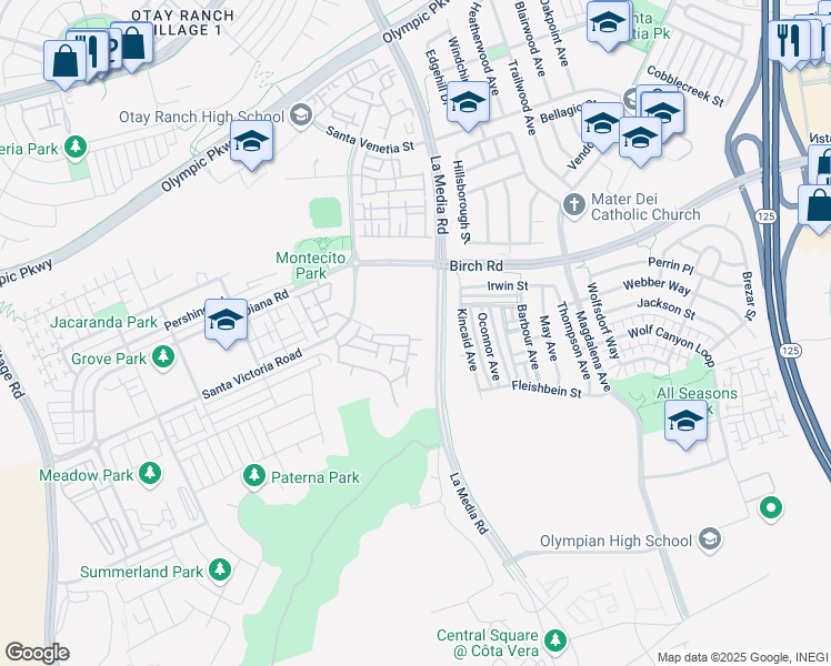 map of restaurants, bars, coffee shops, grocery stores, and more near 2 Plaza Reina in Chula Vista
