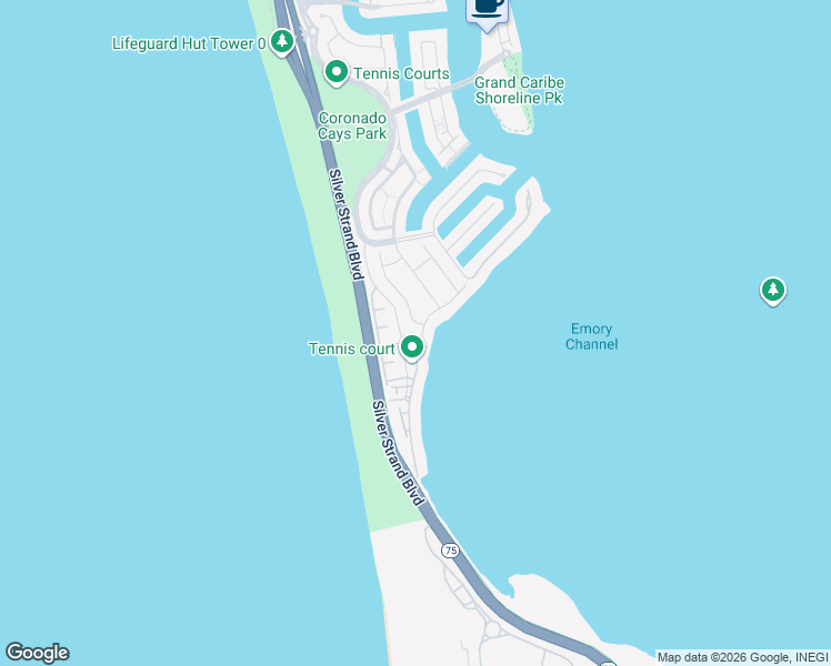 map of restaurants, bars, coffee shops, grocery stores, and more near 60 Aruba Bend in Coronado