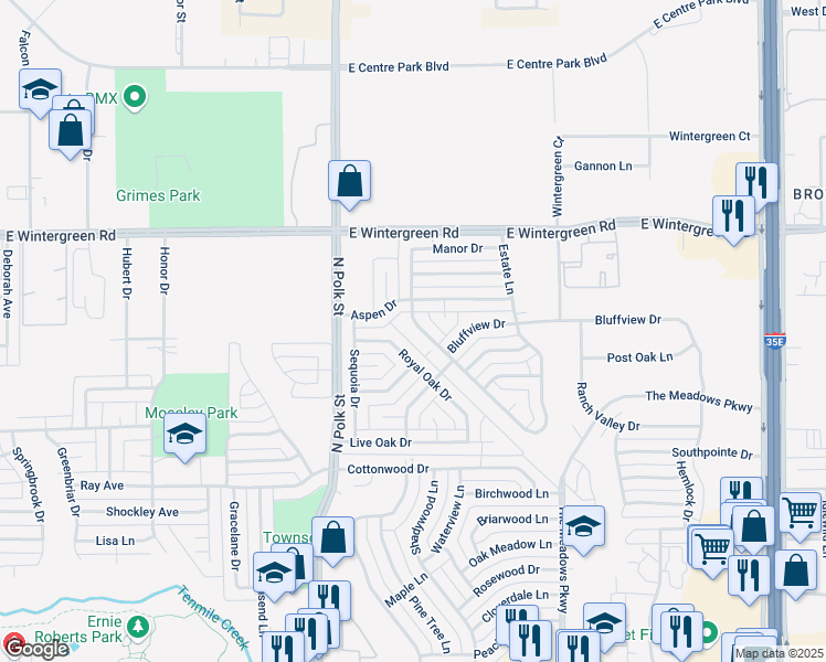 map of restaurants, bars, coffee shops, grocery stores, and more near 1329 Essex Drive in DeSoto