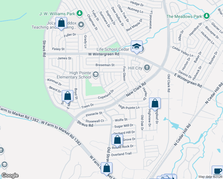 map of restaurants, bars, coffee shops, grocery stores, and more near 227 Deerfield Court in Cedar Hill